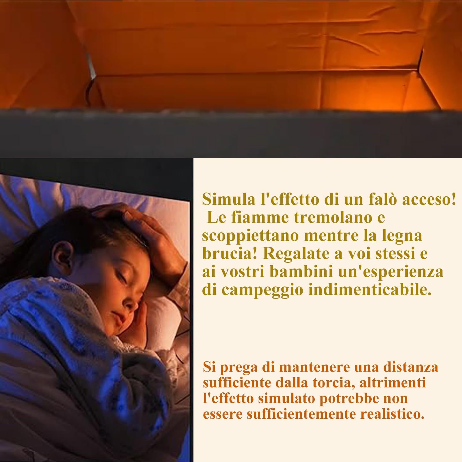 Lampada 3D Torch HLMNAKE - Luce Notturna Con 8 Colori, Effetti Fiamma E Sonori, Telecomando