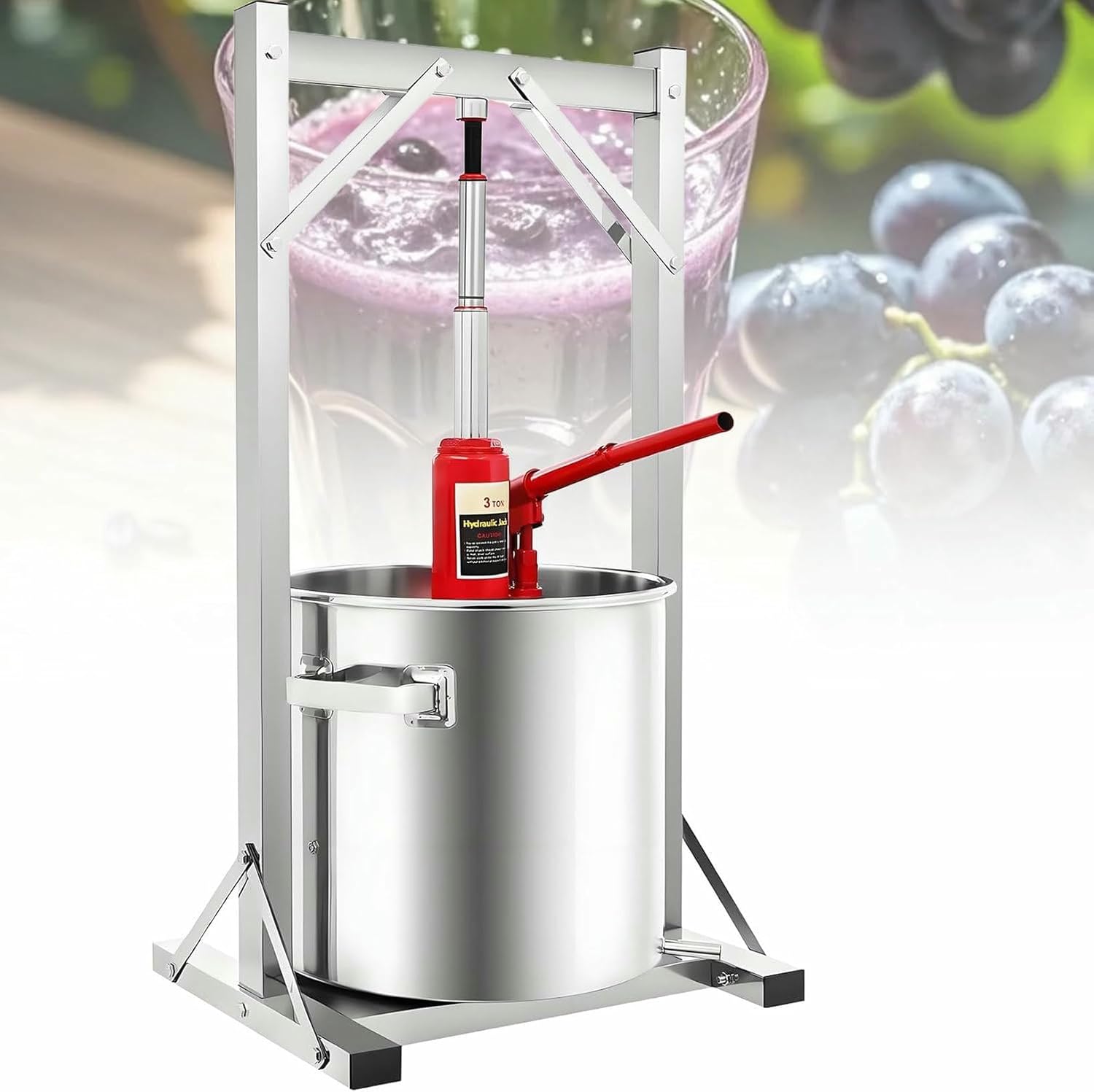 Manual Grape Press, Stainless Steel Hydropress Cider Press Grape Wine Press for Wine, Grape Wine, Wine Cider Juice Wine Making Equipment-