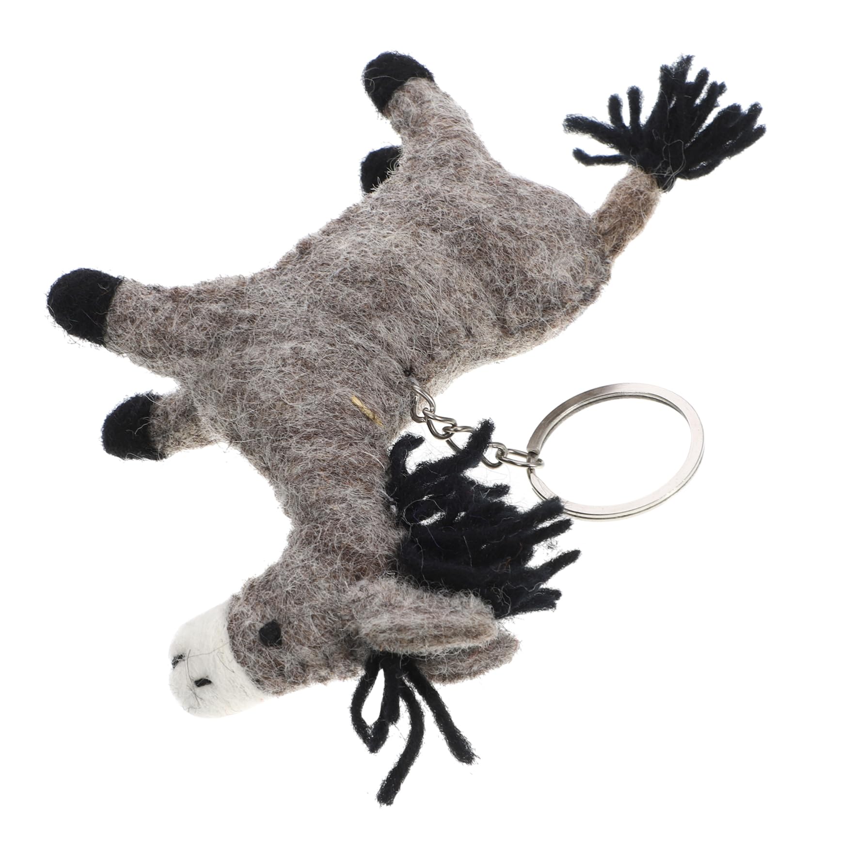 KOMBIUDA Stuffed Donkey Keychain Soft Plush Animal Charm Wool Felt Decor Keyring for Purse