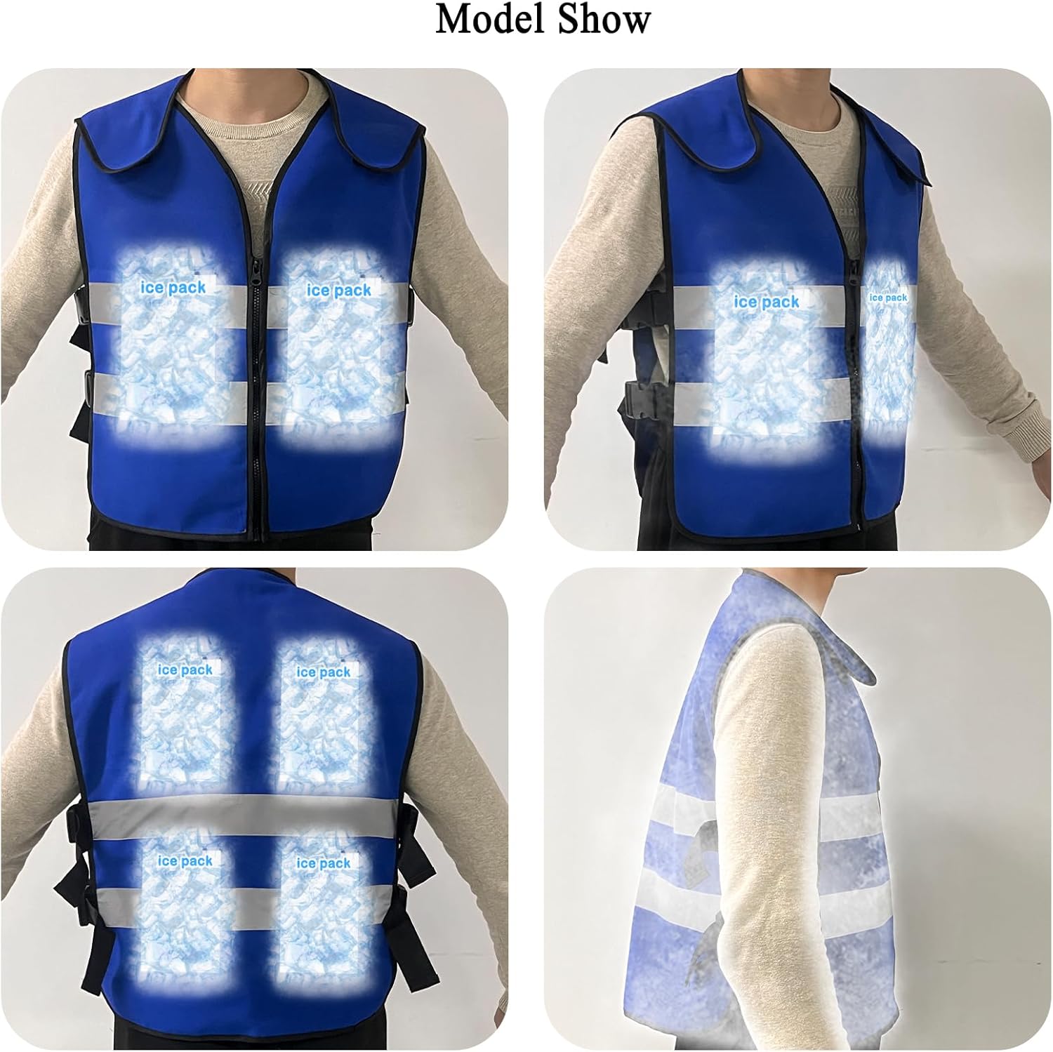 Cooling Vest for Men Women Teens,Adjustable Ice Vest with 20 Pcs Ice Packs for Hot Weather Use,Ideal for Outdoor Work,Fishing,Cycling,Running,Gardening,Motorcycle - Image 6