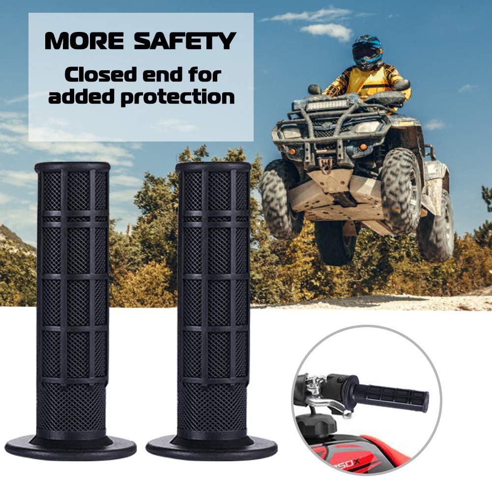 RSG 78inch ATV Grips Universal Handlebar Grips Soft Rubber Motorcycle Grip for ATV Polaris Thumb Throttle Kid Youth 4 Wheeler Quad 400ex Klf110 Klt110 Klf220 Klt200 (Black) : Automotive