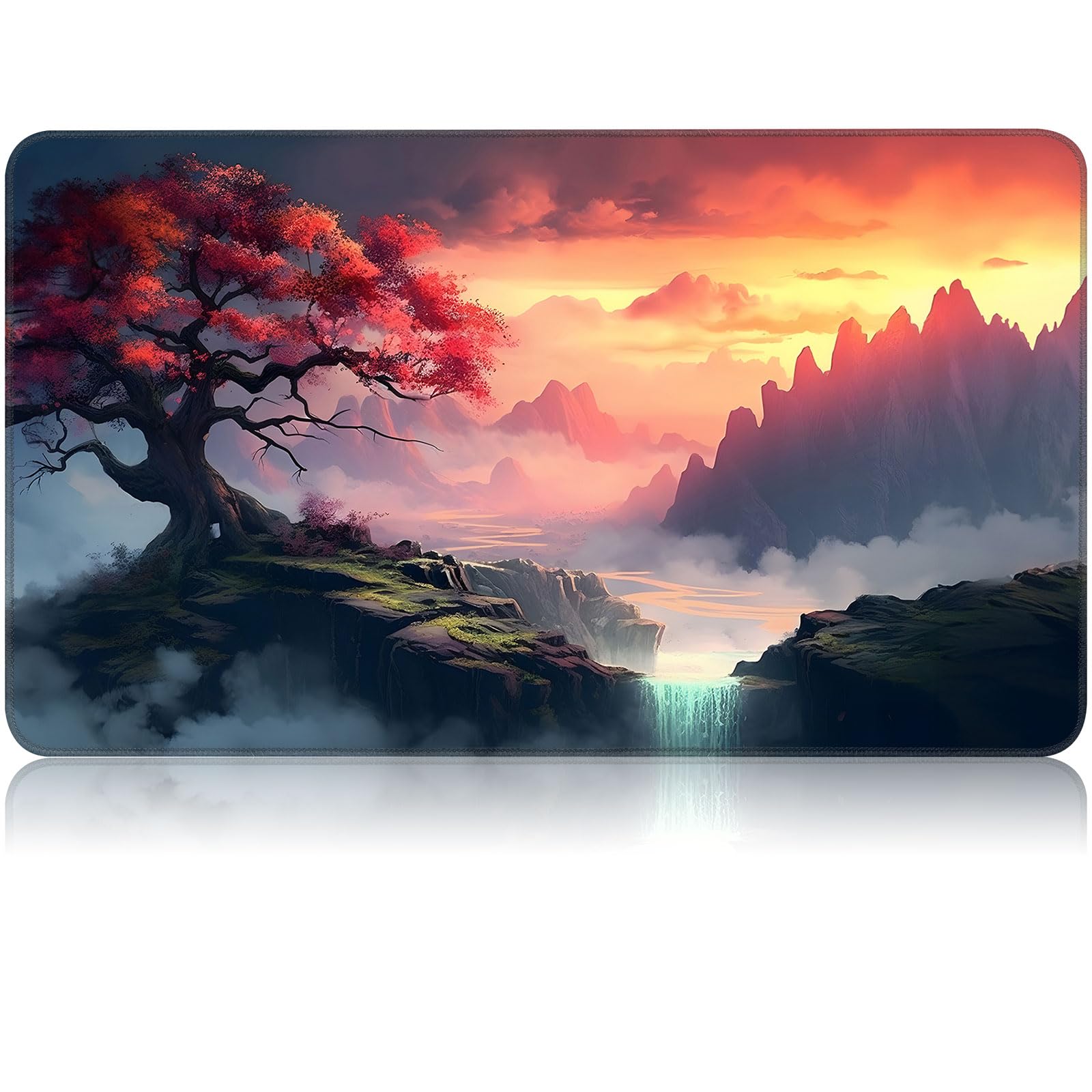 CAPAUNVDA MTG Game Playmat, Magic TCG Rubber Play Mat, 24 x 14 Inches, Art Tree Sky Botanical Theme — image 1