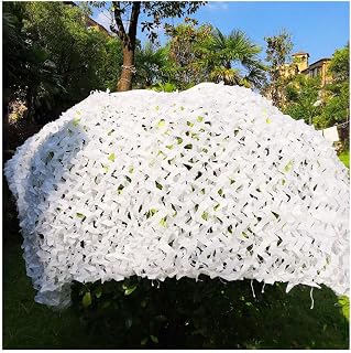 bandezid Red De Camuflaje Woodland,Red Protección Solar Red Camuflaje Malla Sombra Toldo Solar Toldos Aislantes Tienda Lona Lona ​​Adecuado Caza Oculta Militar Color Blanco-Blanco 15x15m(49x49ft)