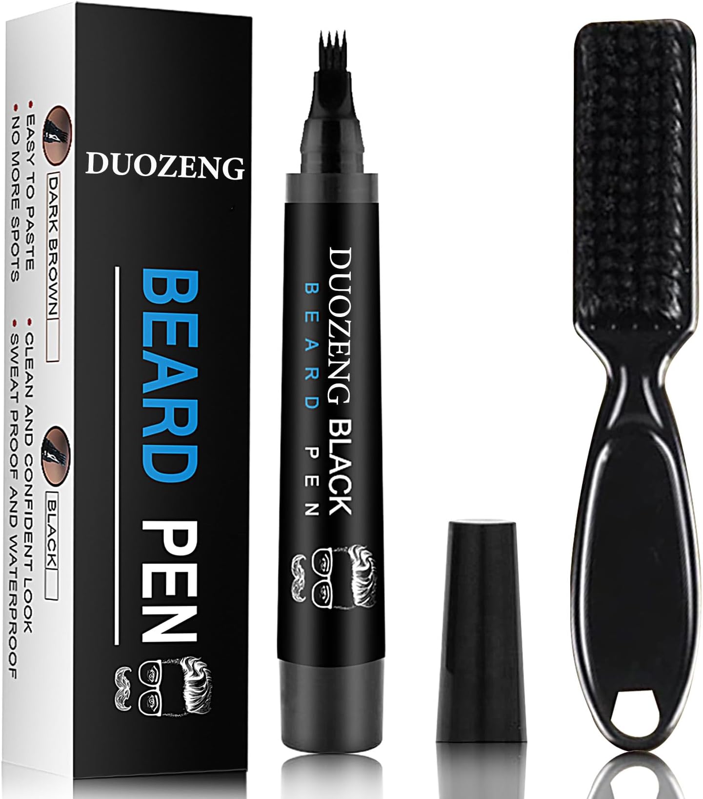 Beard Pencil Filler for Men,Beard Pen Filler Long Lasting Coverage Waterproof & Natural Finish Beard Filling Pen with Brush,Barber Styling Pencil - Fill, Shape & Define Perfect Beard(Black)