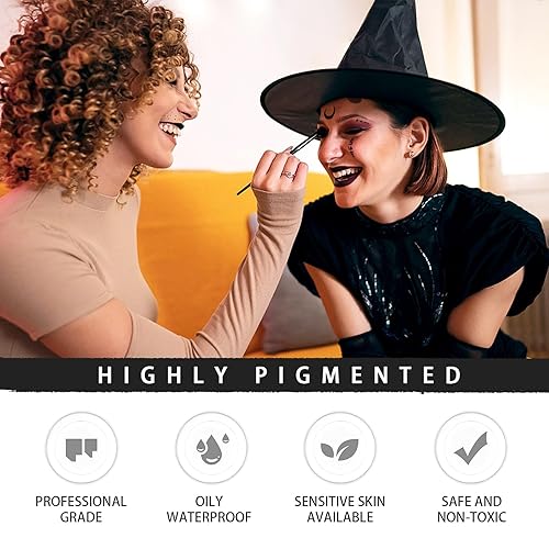 Miniatura 3 de Kit de pintura facial en blanco y negro maquillaje corporal de Halloween, juego de efectos especiales para adultos, maquillaje profesional SFX,