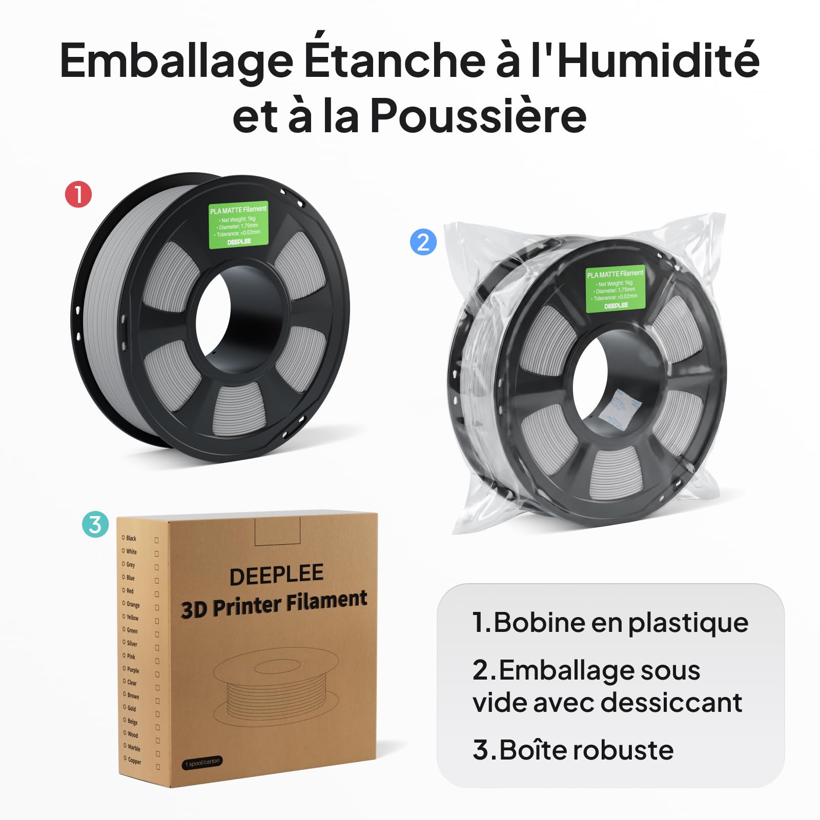 DEEPLEE Matte PLA Filament 1.75mm Bleu Marine, Beige 4kg
