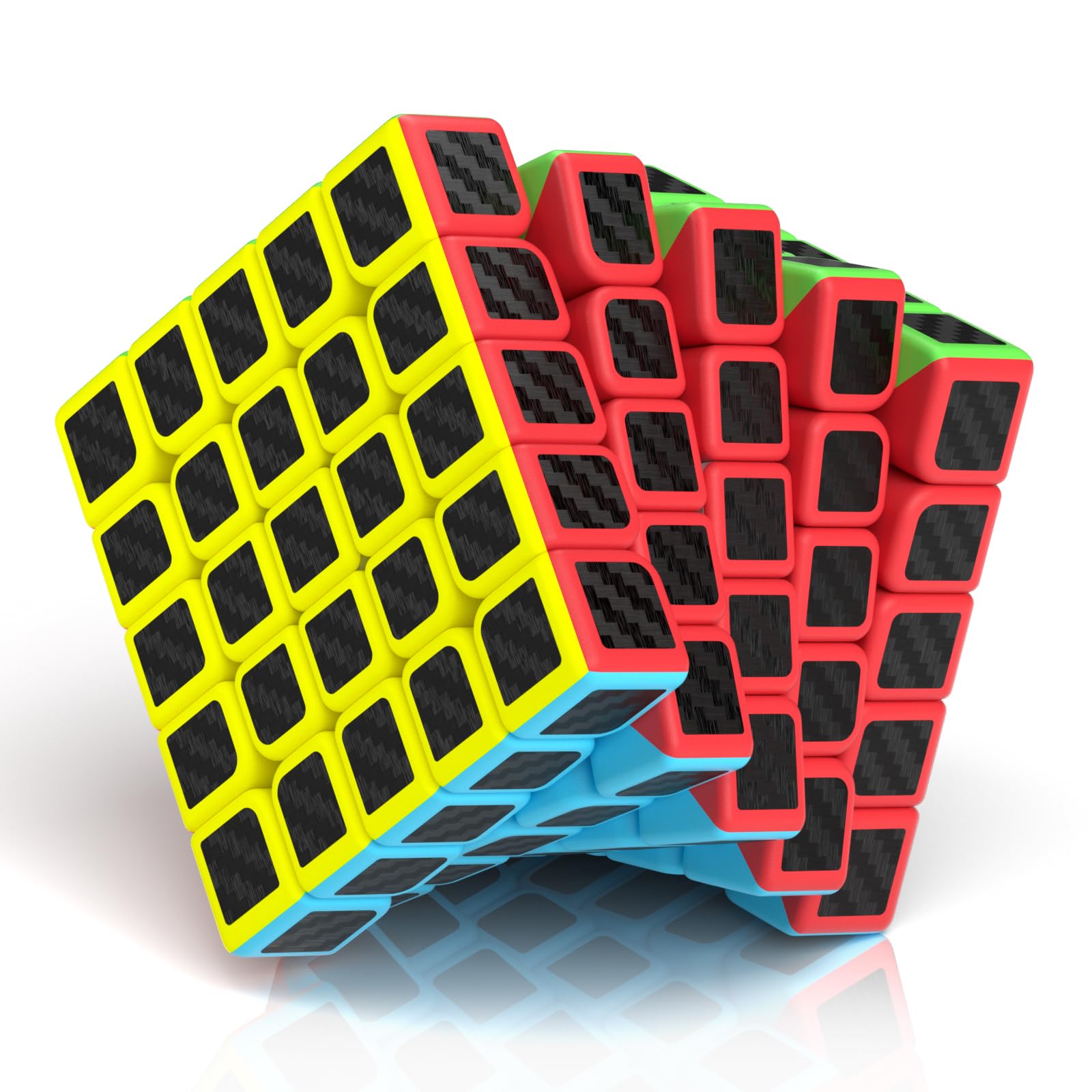 ROXENDA Speed Cube, Magic Puzzle Cube Super-durable Carbon Fiber Sticker with Vivid Colors for Kids (5x5x5)