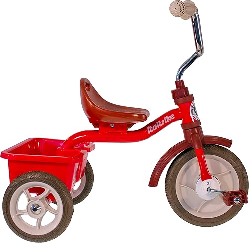 Miniatura 2 de Italtrike Transporter Classic - Triciclo para exteriores con cesta para niños pequeños y niños, ingeniería superior, fuerte y duradero, asiento
