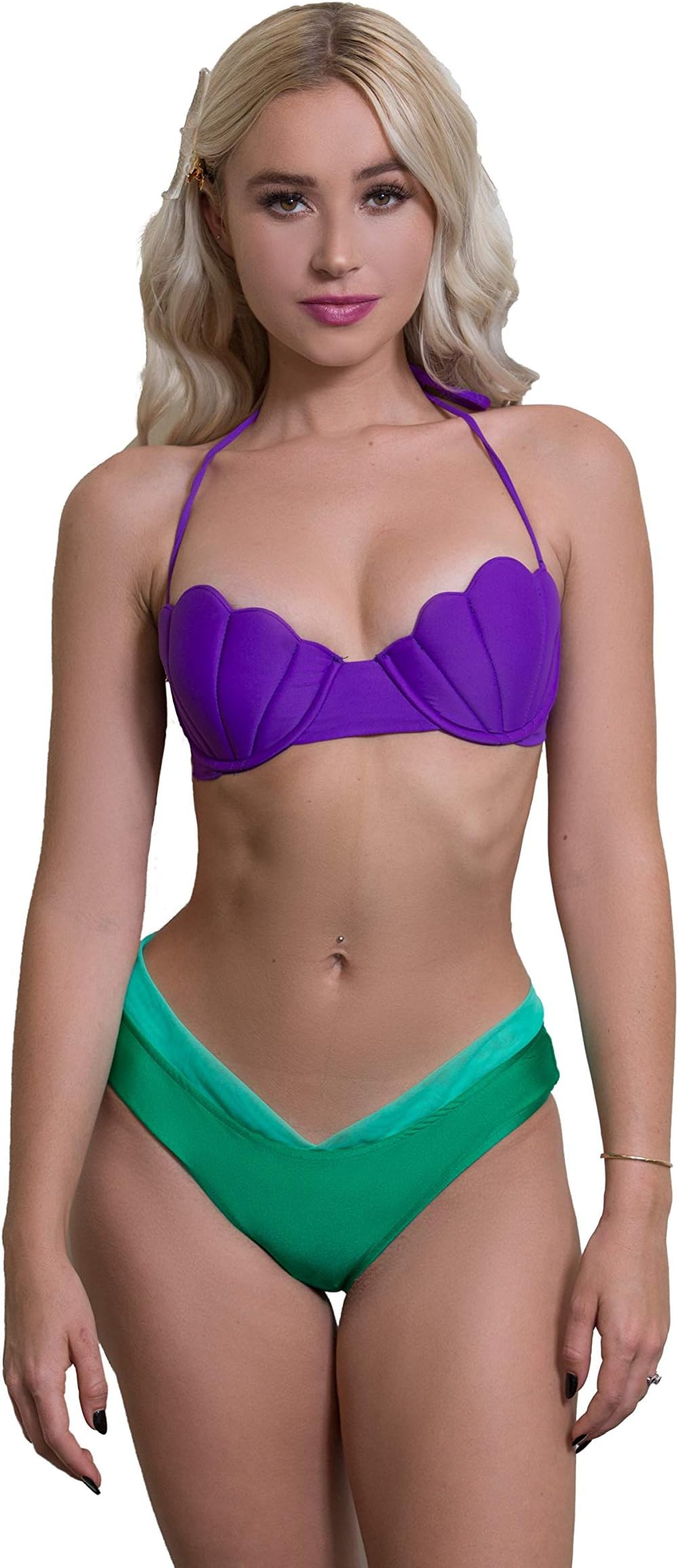 Enchanted Bikinis Seashell Mermaid Shell Pinup Green Mesh Costume Bikini Bottom