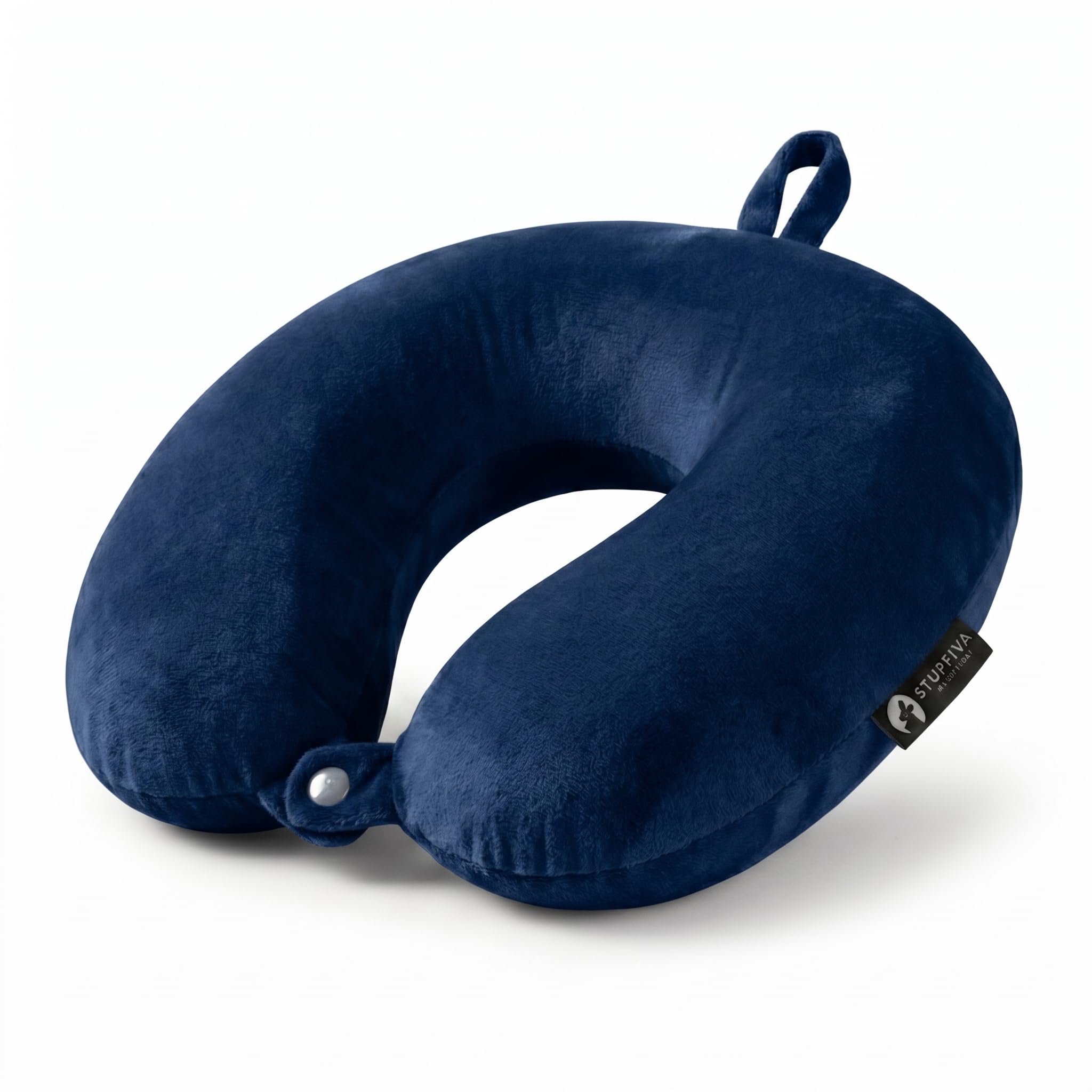 stuffiva Travel Neck Pillow with Eye Mask, Soft Polycotton, Ergonomic U-Shape, Portable, for Airplane, Train and Car Travel (Blue)-picture-39