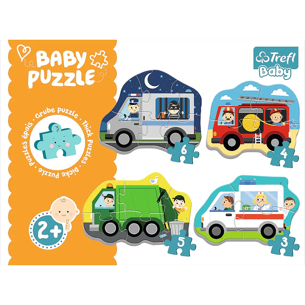 Image secondaire de Trefl, Puzzles, Véhicules et Professions, de 3 à 6 Pièces, 4 Sets, pour Enfants à partir de 2 Ans