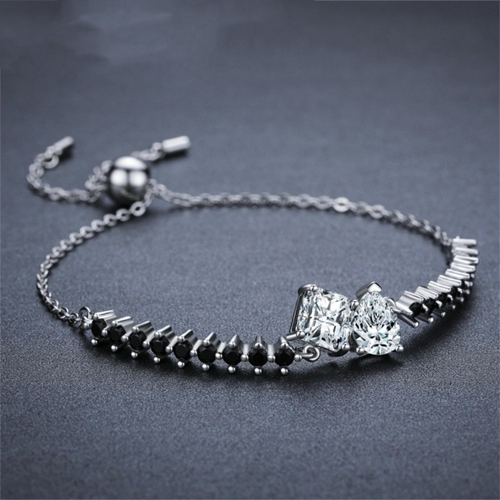 bracciali da Donna Braccialetto zircone del zircone, Bracciale Vintage zircone-Nero