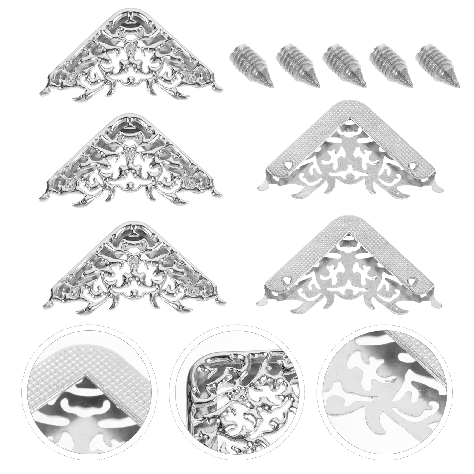 5pcs Bag Accessories Chest Corner Feet DIY Hardware Accessories Bag Safety Guards Metal Bag Corner Protectors Wallet Purse Bag Edges Corner Protectors Retro Guard Cover Handbag - Image 4