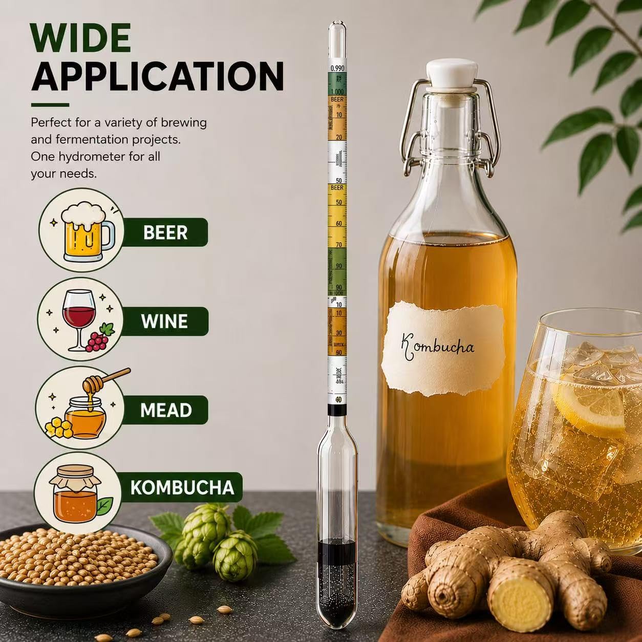Wine & Beer Hydrometer - Measure ABV & Brix -3 Wine & Beer Hydrometer - Measure ABV & Brix -3