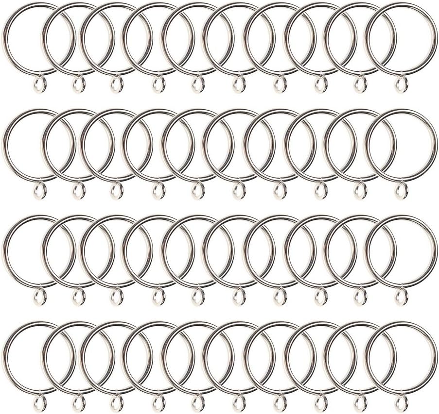 Wowot 40 Pack Curtain Rings, 38mm Internal Diameter Metal Curtains Rings Hanging Rings for Curtains and Rods, Silver