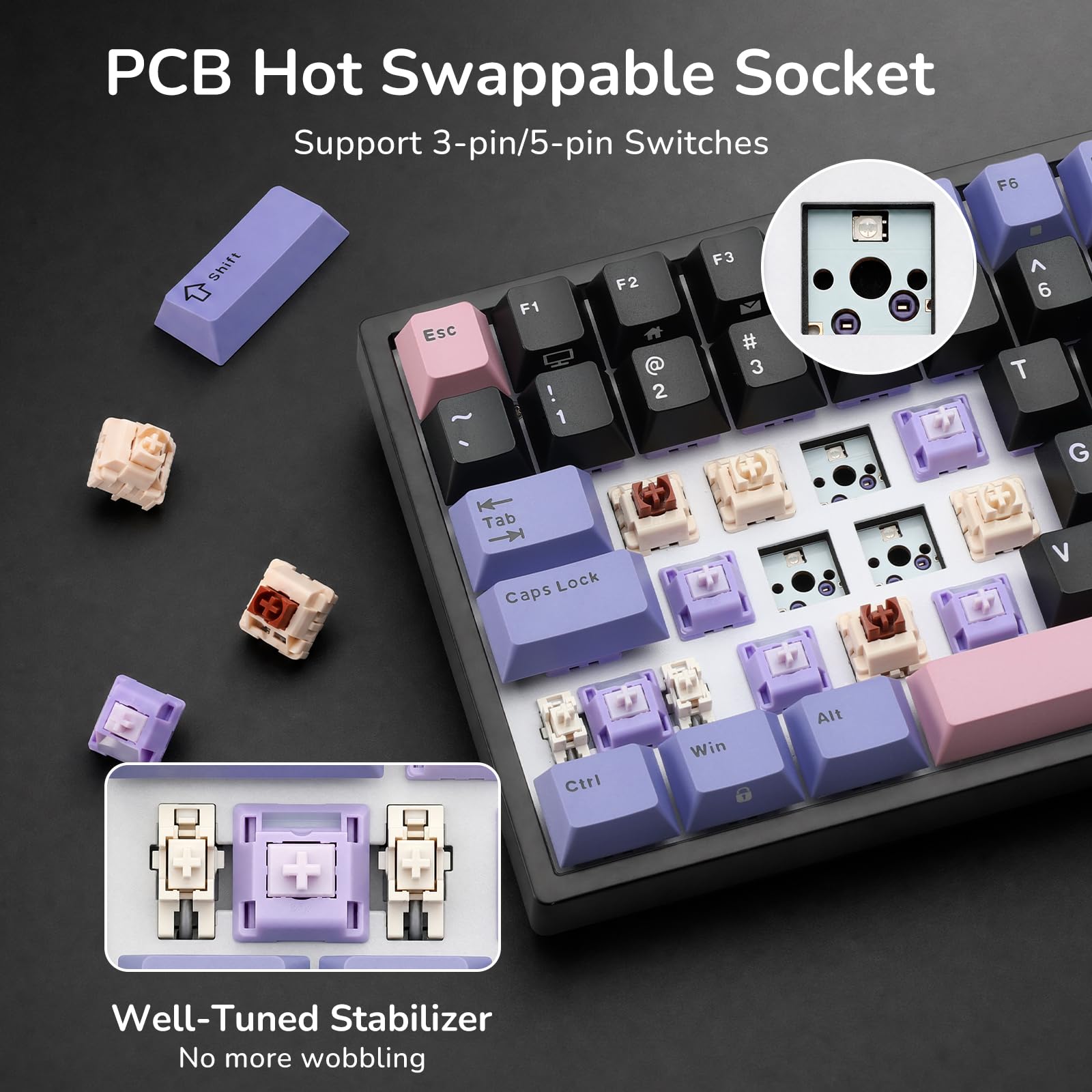RK ROYAL KLUDGE RK84 – przewodowa klawiatura mechaniczna do gier z 75% układem TKL, podświetleniem RGB i funkcją hot-swap, układ US QWERTY
