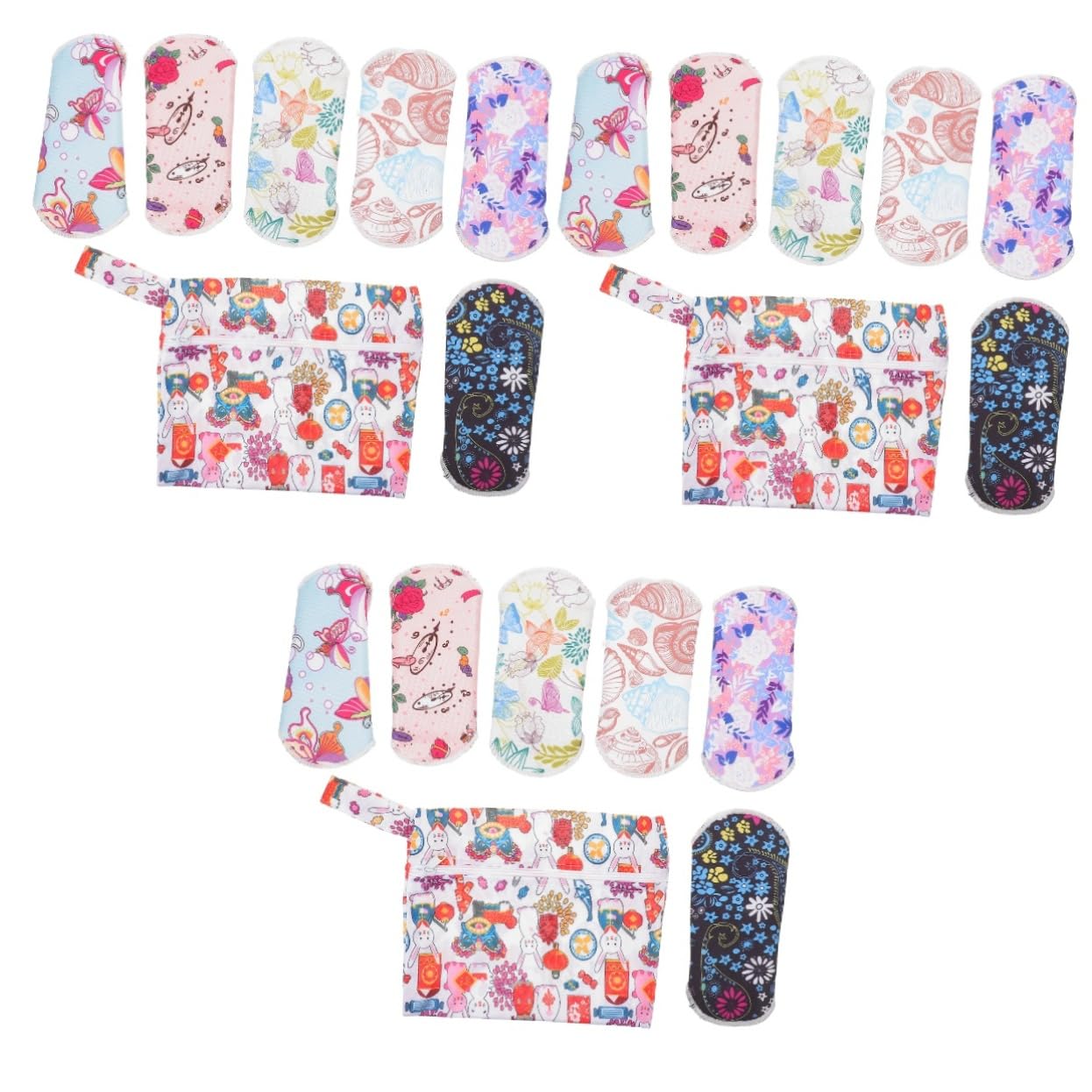 FRCOLOR 3 juegos de compresas sanitarias toallas sanitarias para mujer suave mamá slip protector toallero pequeño bragas exterior traje menstrual compresas menstruales fibra
