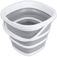 Brookstone Collapsible Bucket, Foldable Cleaning Bucket with Handle, Household Essentials Cleaning Basin and Dust Mop Bucket, Collapsible Wash Basin for Car Cleaning, [2.6 Gal. 10L] Square, White