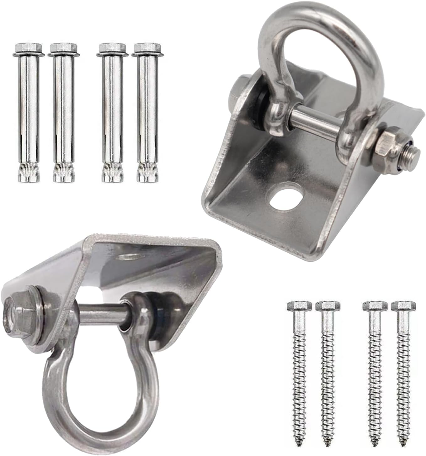304 Stainless Steel Swing Hangers,Heavy Duty Hammock Hanging Kit for Swing Set,Chair,Yoga,Multiple Indoor Outdoor Gym,Sandbag,Indoor Outdoor 2 Pack (1500 lbs)