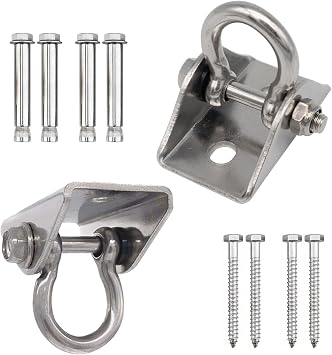 304 Stainless Steel Swing Hangers,Heavy Duty Hammock Hanging Kit for Swing Set,Chair,Yoga,Multiple Indoor Outdoor Gym,Sandbag,Indoor Outdoor 2 Pack 1500 lbs