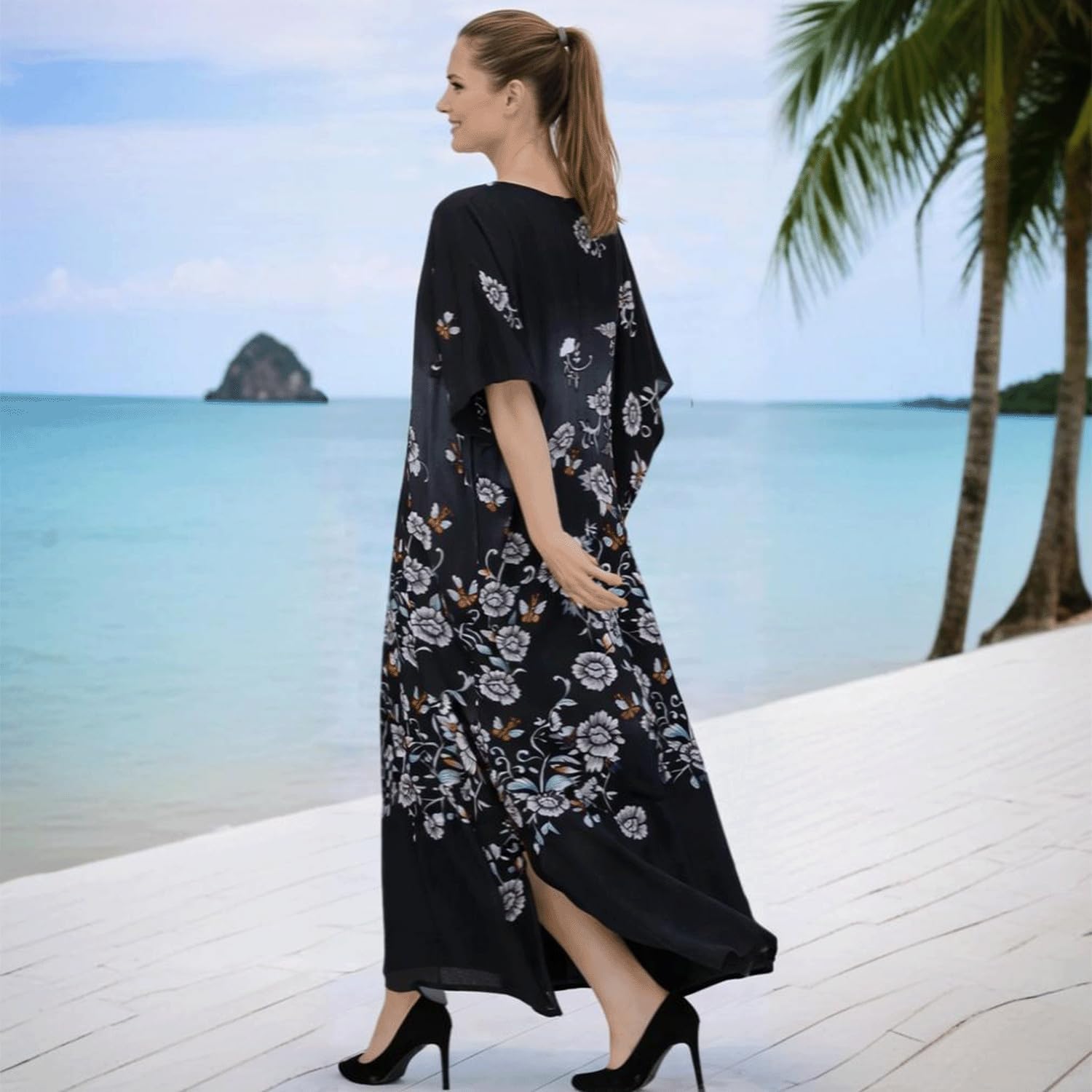 Miss Lavish London Women’s Kaftan Maxi Dress Resort Wear Beach Cover Up, Plus Size Swim Coverup, African Caftan Maxi Dress - Image 4