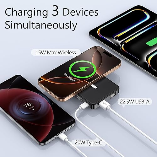 Miniatura 4 de YUJE Banco de energía magnético, para batería MagSafe de 10000 mAh, PD 20 W USB-C cargador portátil rápido, batería inalámbrica para iPhone