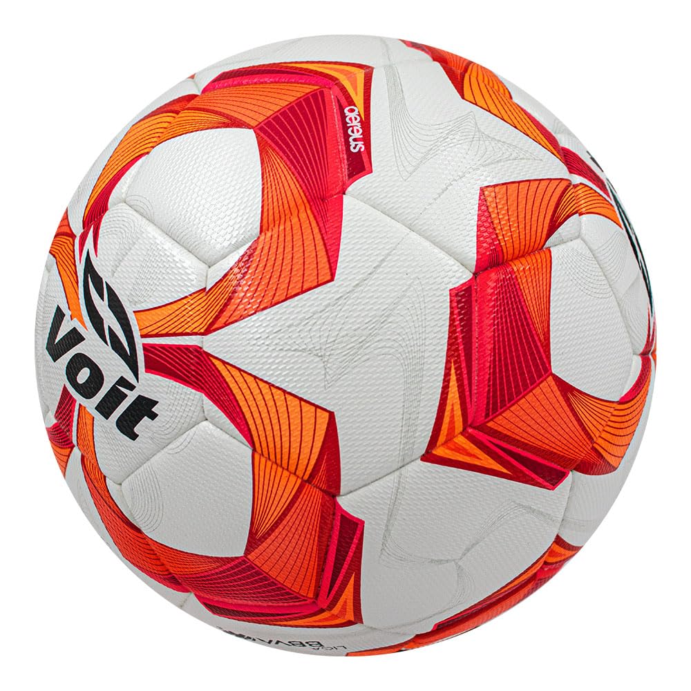 Voit FIFA Qualitäts-Fußball, Weiß mit Rot-Orange-Design, professionelle Liga, Größe 5, Liga MX Aereus