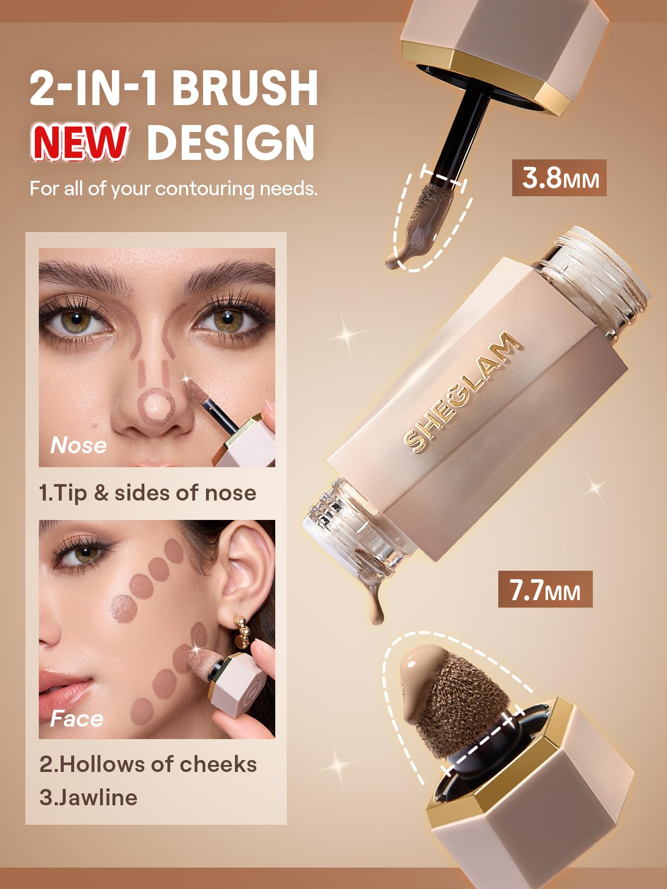 SHEGLAM Precision Sculpt Liquid Contour Duo-Warm Honey, 6 ml (Pack of 1) - Image 3