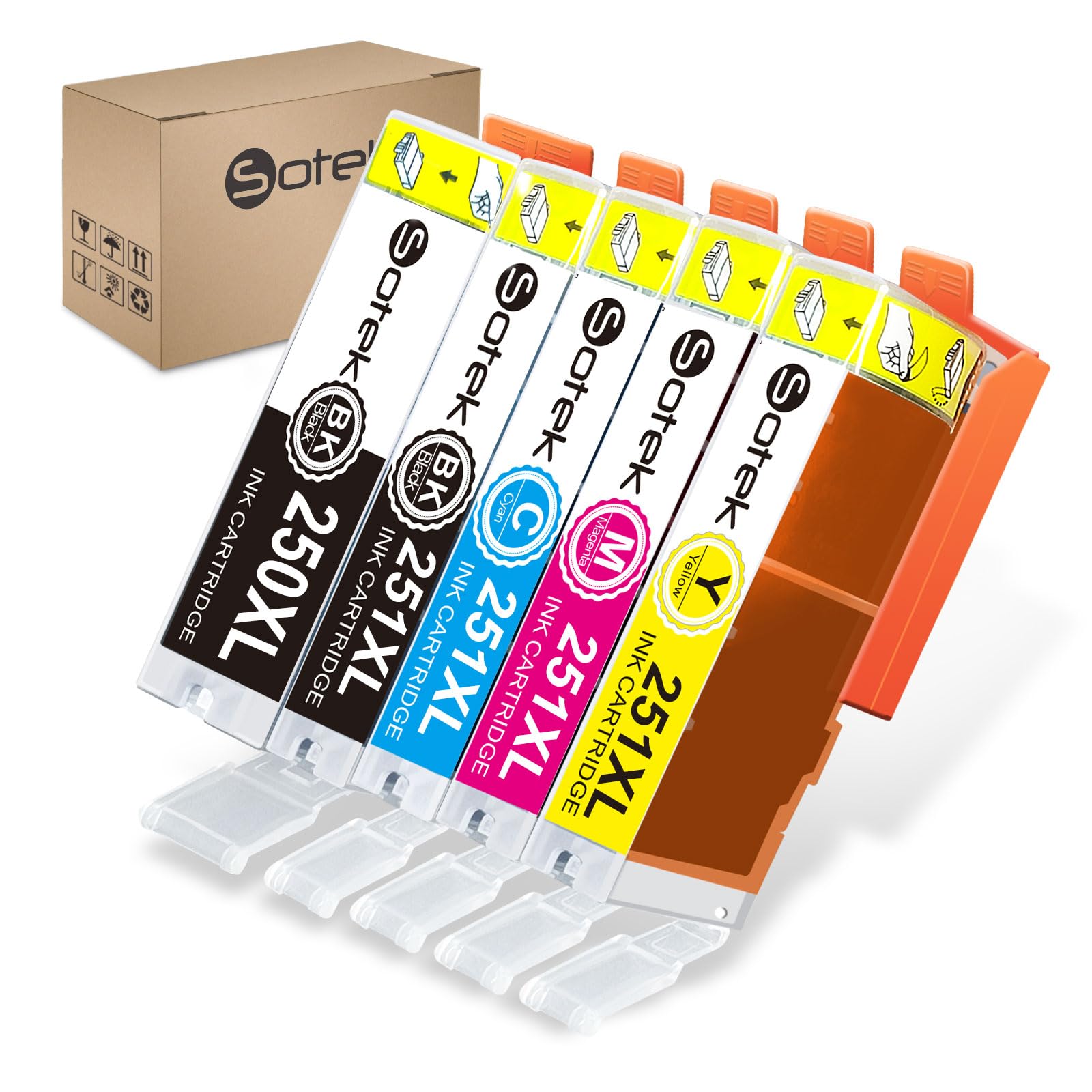Sotek Compatible Ink Cartridges use for Canon PGI-250XL CLI-251XL PGI 250 XL CLI 251 XL to use withPixma MX922 MX920 MG5520 MG5420