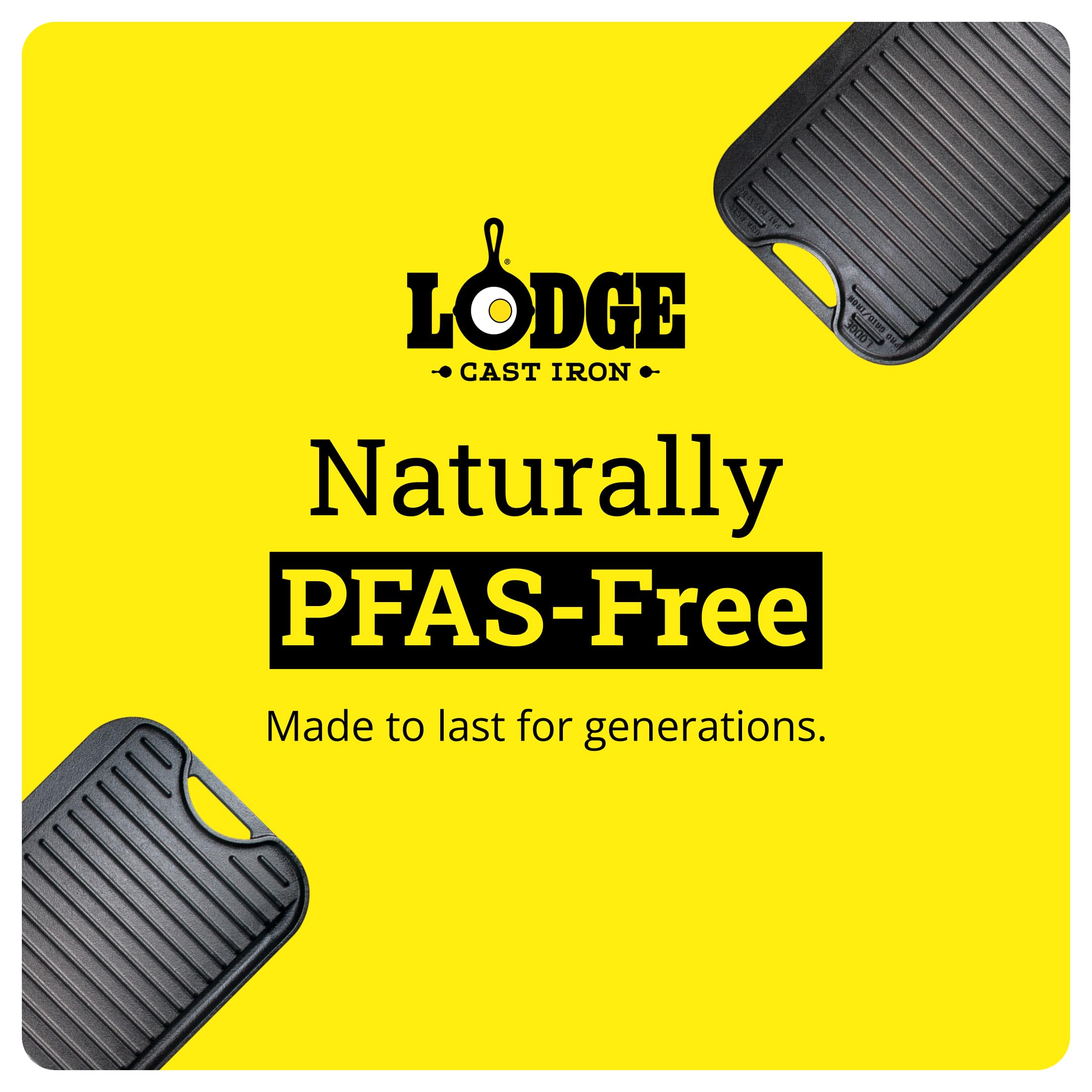 Lodge 50.8 x 26.51 cm / 20 x 10,44 Pollici Fusioni Pre-stagionato Ferro Reversibile Grill/Piastra