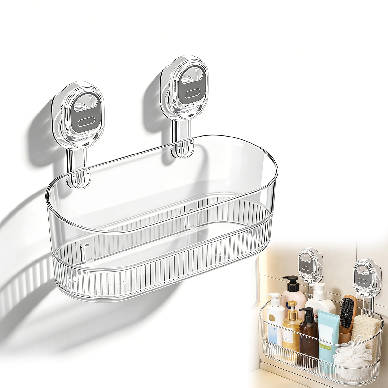 Boîte de rangement à ventouse anti-moisissure de grande capacité pour douches encombrées