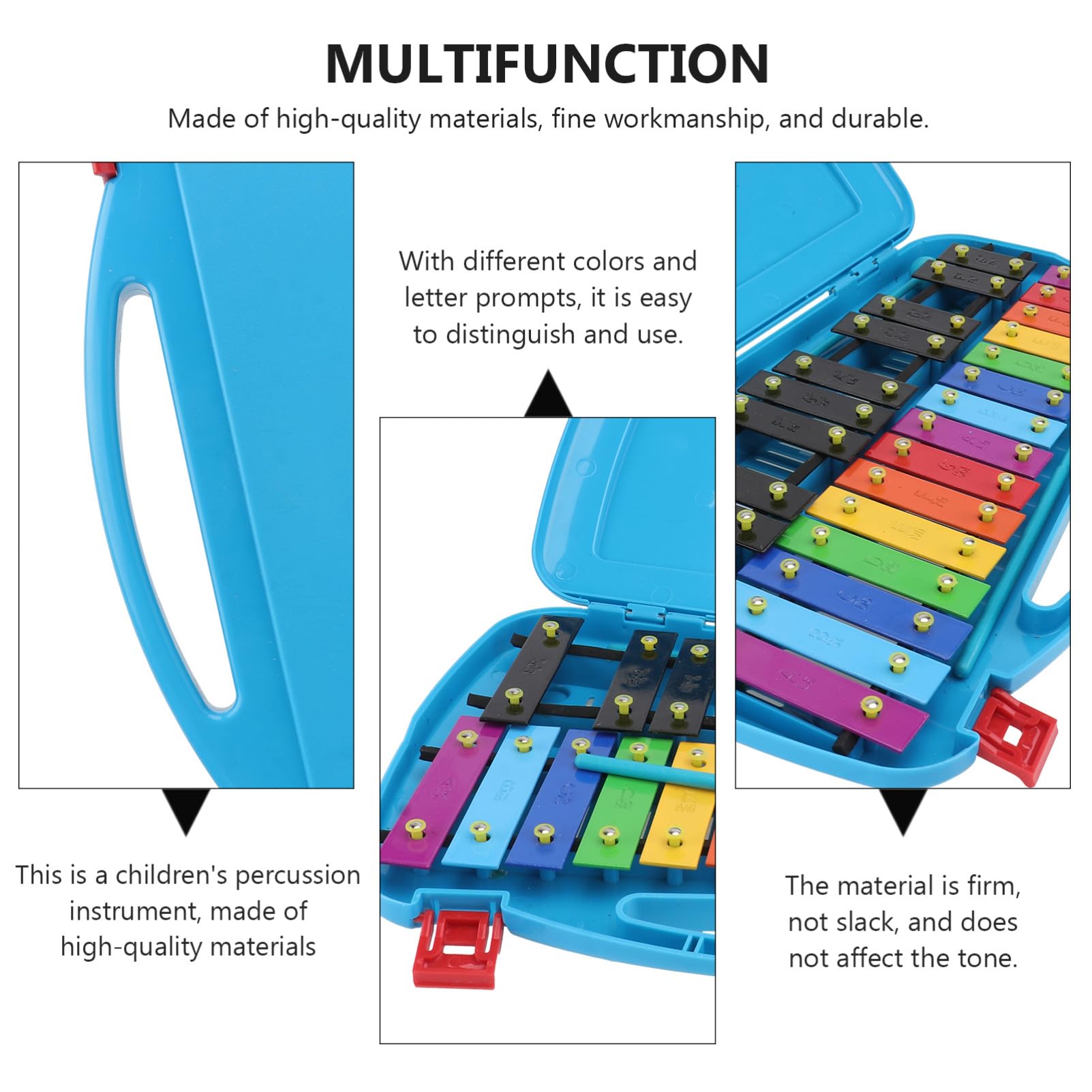 Vaguelly Xilófono de Aluminio Colorido para Notas Instrumento de Percusión Metálica Educativa con Caja de Almacenamiento Juguete Musical para Desarrollo y Coordinación