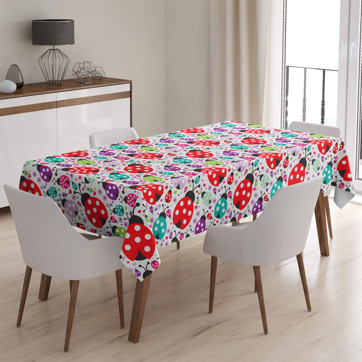 Q-Beans Nappe Décorative Rectangulaire [Taille : 132,1 X 177,8 Cm], Lavable Et Réutilisable Pour Intérieur Et Extérieur (libellule Exotique Insecte