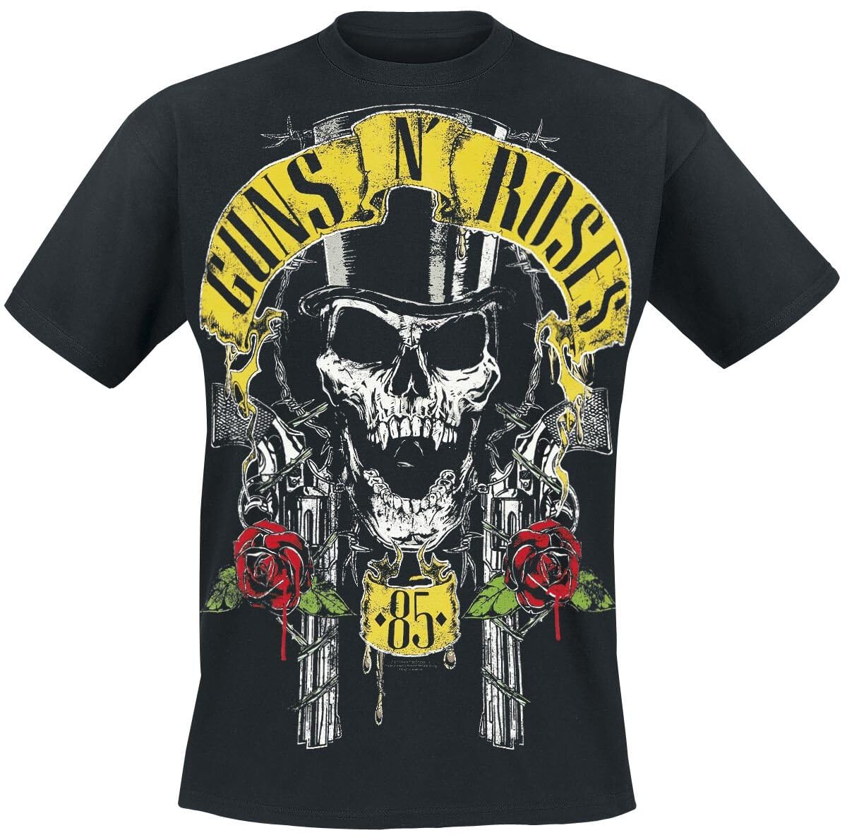 Guns N’ Roses Chapeau Haut De Forme Homme T-Shirt Manches courtes noir - Les Beatles, Paul McCartney, John Lennon, RIngo Starr, George Harrison Guns N' Roses Chapeau Haut De Forme Homme T-Shirt Manches courtes noir