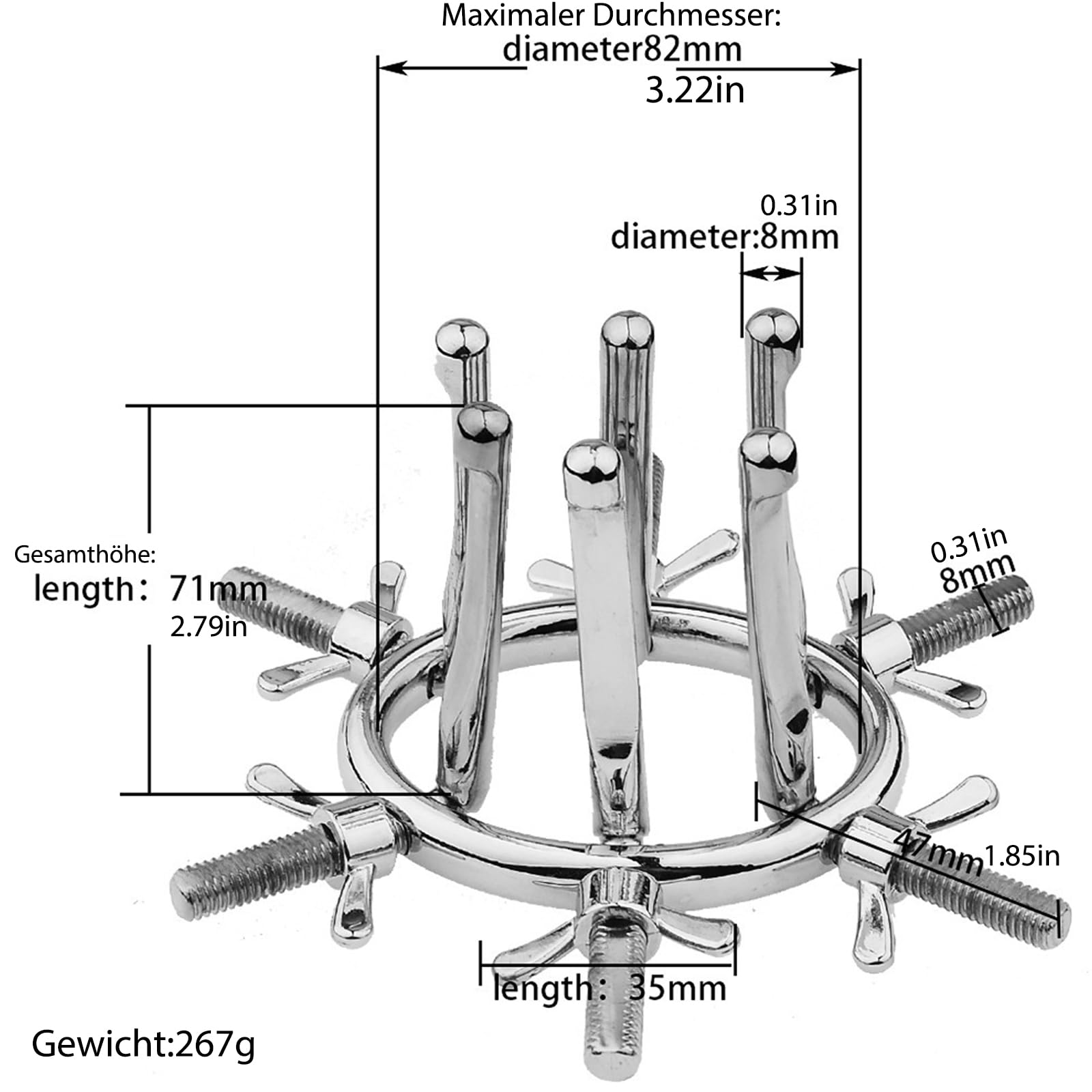 Expansor anal vaginal de metal, dilatador anal ajustable espéculo, dilatación anal plugs para fisting juguete sexual para hombres y mujeres, juguetes anales para parejas (A)