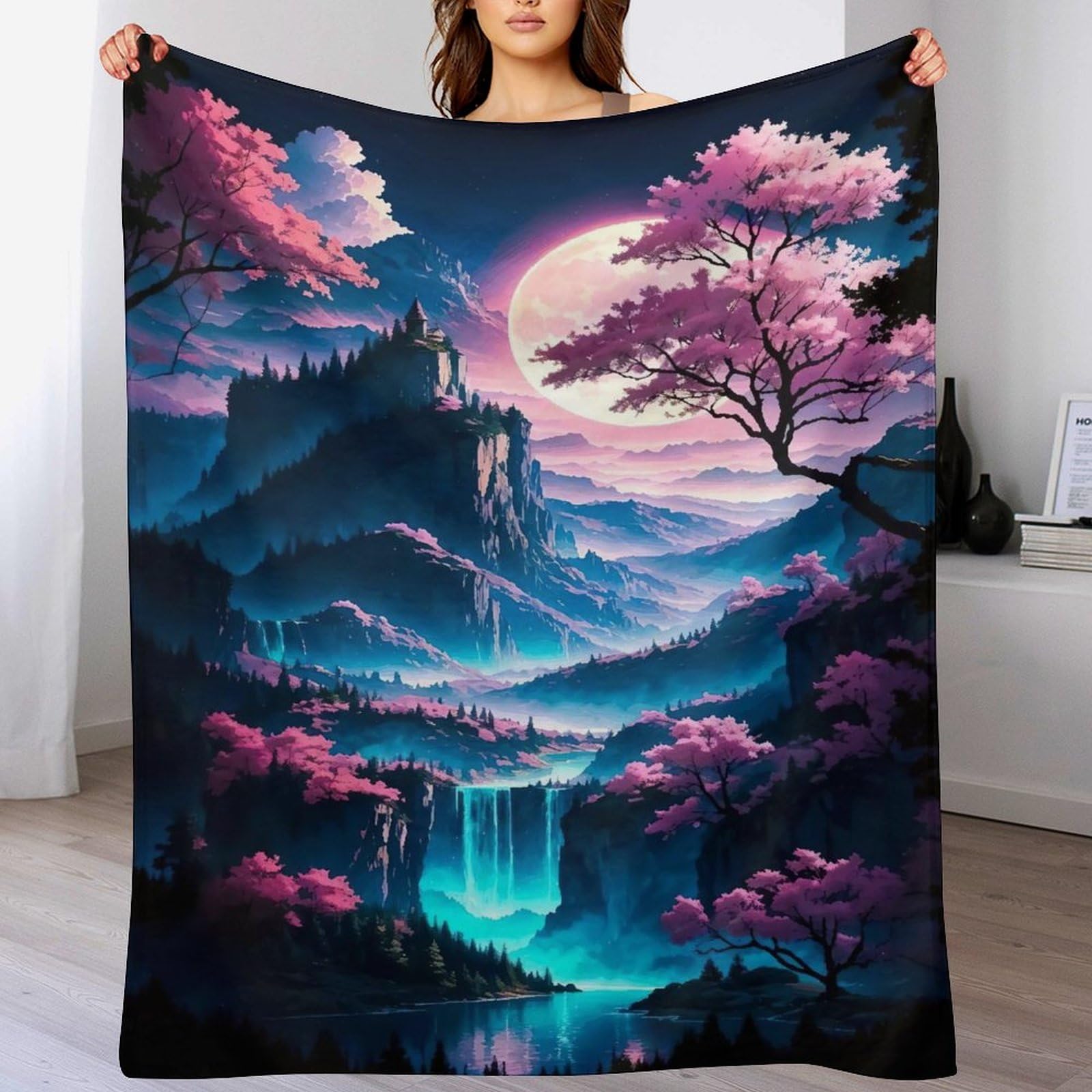 Couverture cerisier art japonais douce et respirante pour sommeil apaisé