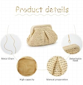 Herald Straw Woven Crossbody Bag | Pleated Dumpling Shape | Summer Beach Purse For Women - View #2
