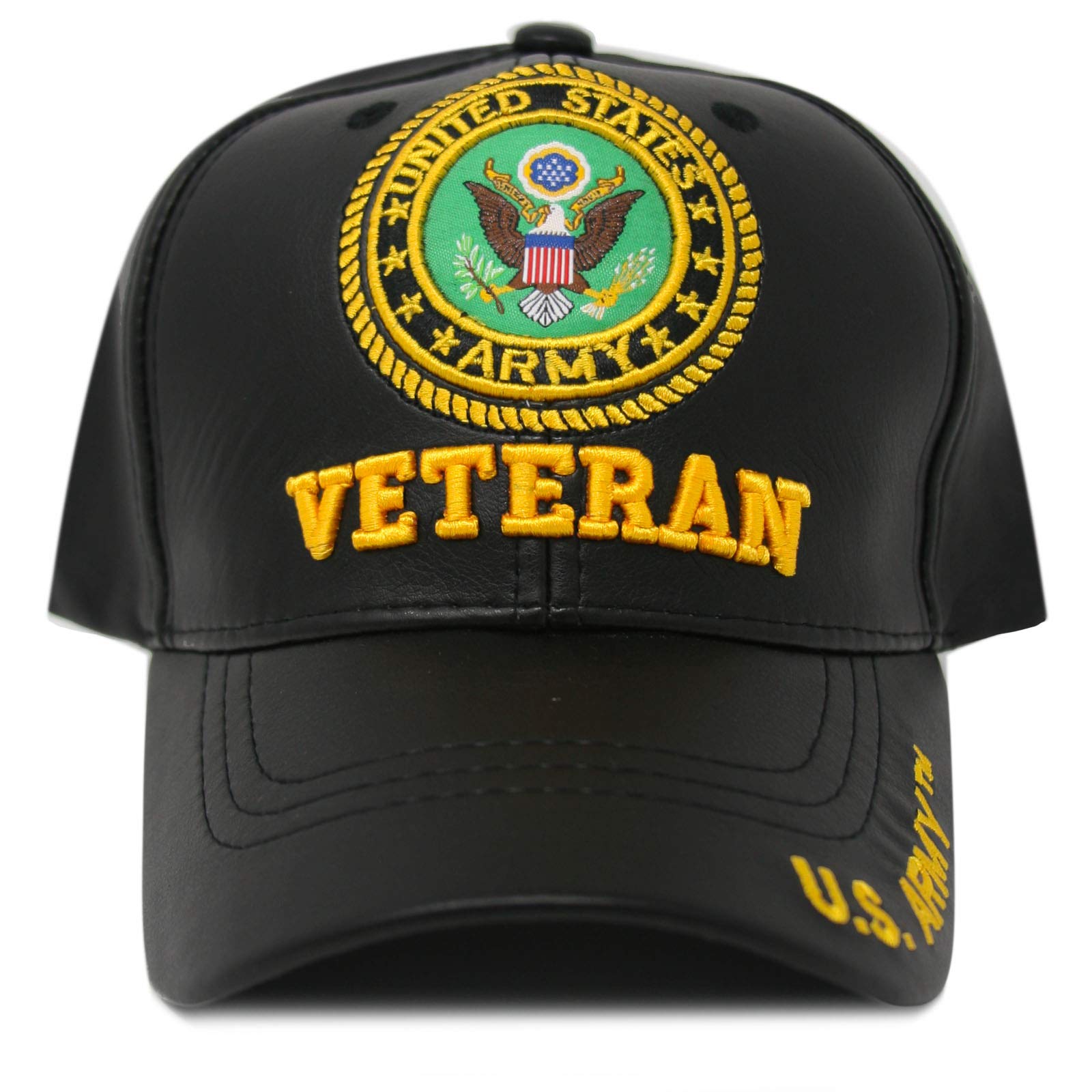 DANKONG PU Leather Military Hat - Official Licensed Army or Navy Baseball Cap