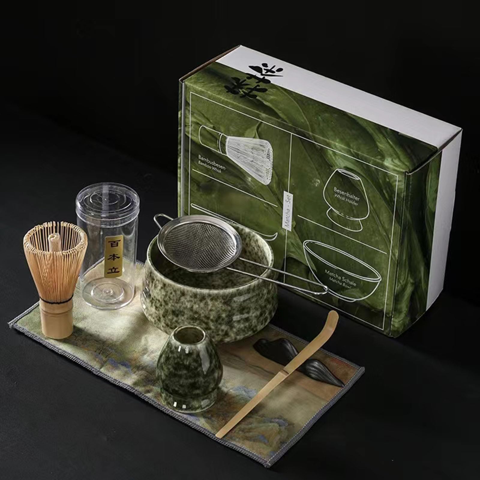 Tazweeq Japanese Kiln Matcha Set, Beater, Matcha Tool, Tea Whisk, Song Dynasty Point Tea Set, 7-piece Set