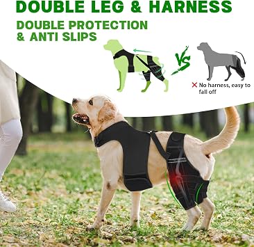 Dog Knee Braces for Back Leg Support,ACL Brace for Dogs(Solid Black, L)