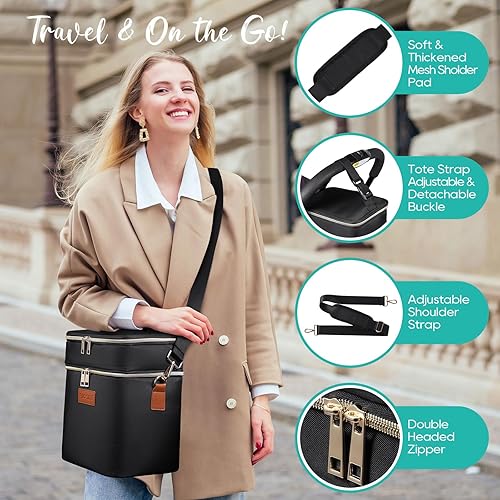 Miniatura 7 de PIIOSER Bolsa enfriadora de leche materna con bolsa de hielo para 6 biberones de hasta 9 onzas, bolsas aisladas para biberones, doble capa