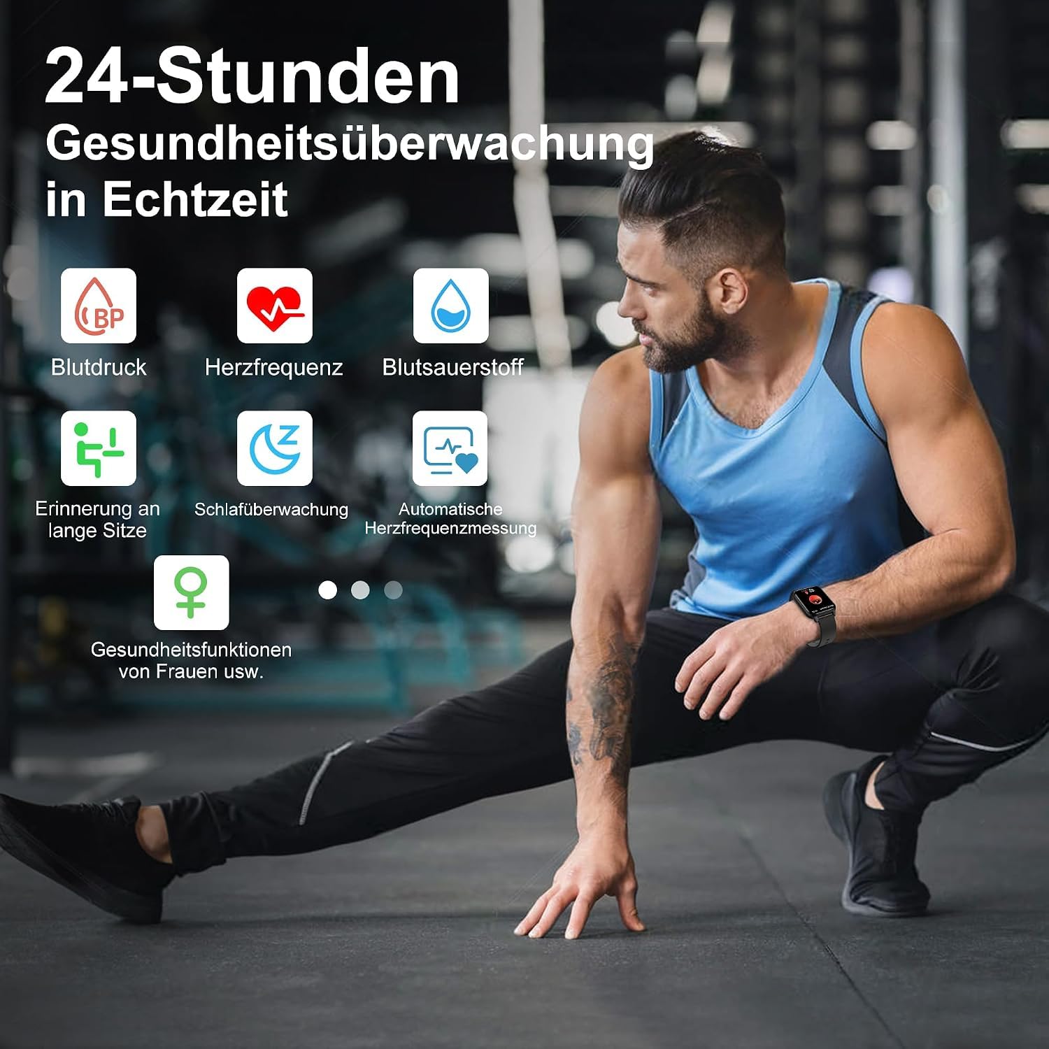 Montre connectée pour homme et femme avec fonction téléphone, montre de fitness HD de 4,7 cm avec 110 modes sportifs, IP68, moniteur de fréquence cardiaque, SpO2, podomètre et moniteur de sommeil pour