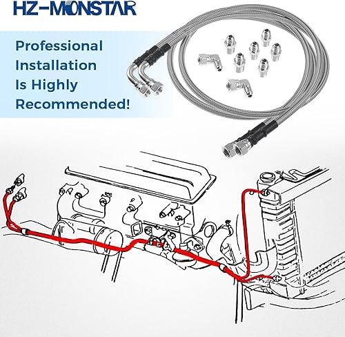 Miniatura 3 de 6AN - Kit de manguera de refrigeración de aceite fluido de transmisión de 52 pulgadas, líneas de refrigeración de transmisión TH350 compatibles con