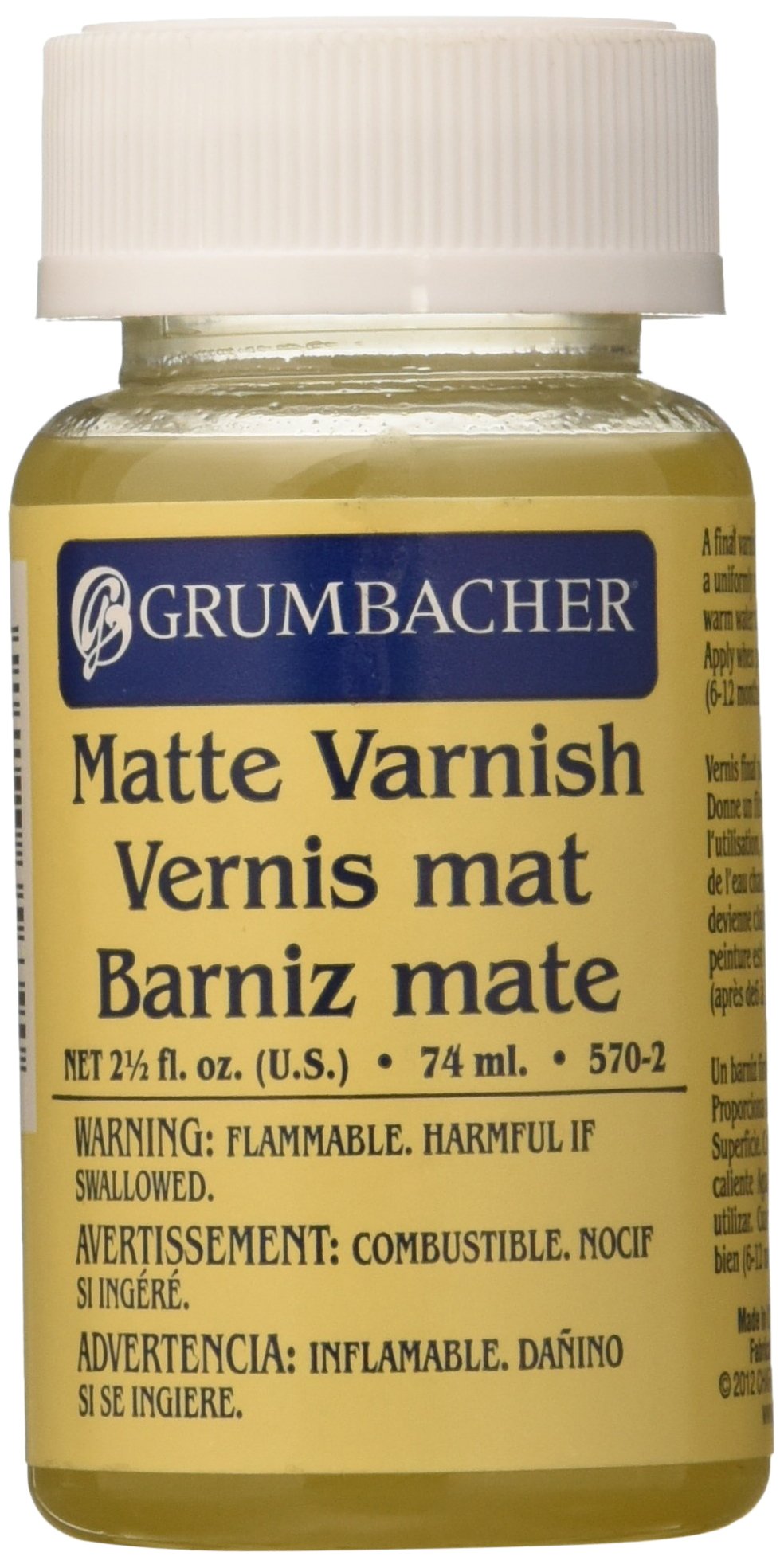 ورنيش Grumbacher غير اللامع للوحات الزيتية، 2-1/2 أونصة. جرة، #5702