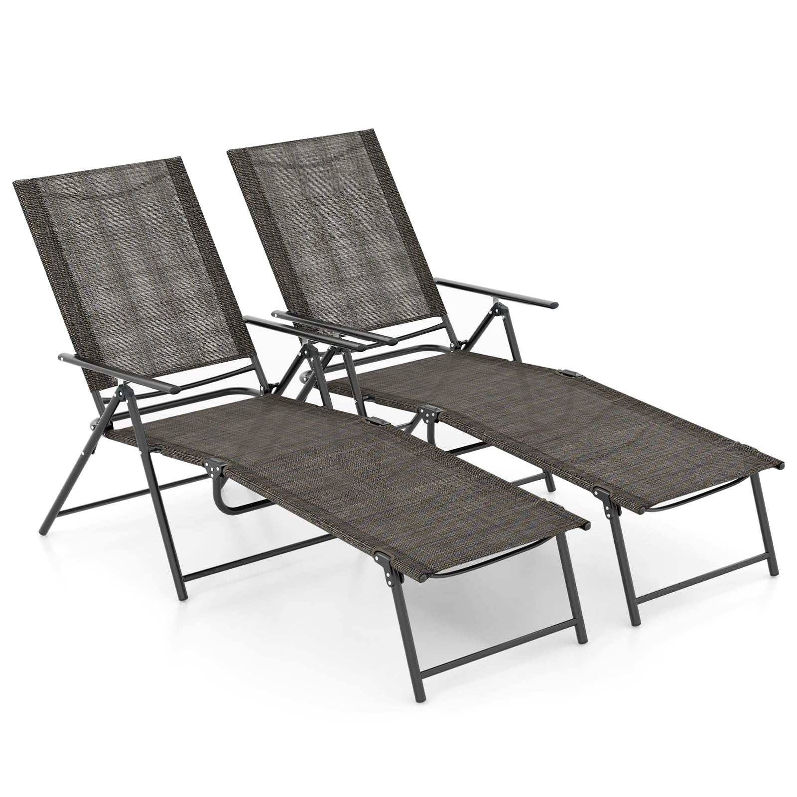 Amazon.com: Tangkula Outdoor Lounge Chairs Set of 2, Patio Folding ...