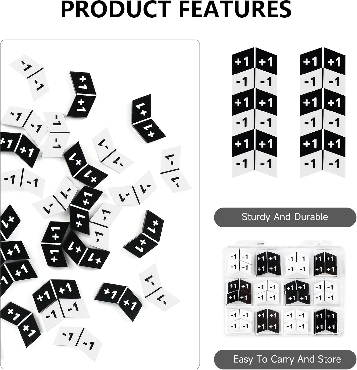 SIXPOINTS 60 Pieces MTG Buff Abilities Counter Tokens & Box Set Compatible with Magic The Gathering Creature Stats or Loyalty, TCG, Card Games Accessories (60pcs Stat Counter（ Black & White）)