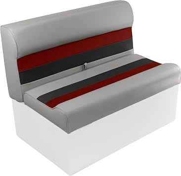 Wise 8WD100-1012 Deluxe Series 37" Pontoon Bench Seat Cushion Set 8WD100-1B-221 Base Required to Complete, Grey/Red/Charcoal