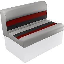 Wise 8WD100-1012 Deluxe Series 37" Pontoon Bench Seat Cushion Set 8WD100-1B-221 Base Required to Complete, Grey/Red/Charcoal