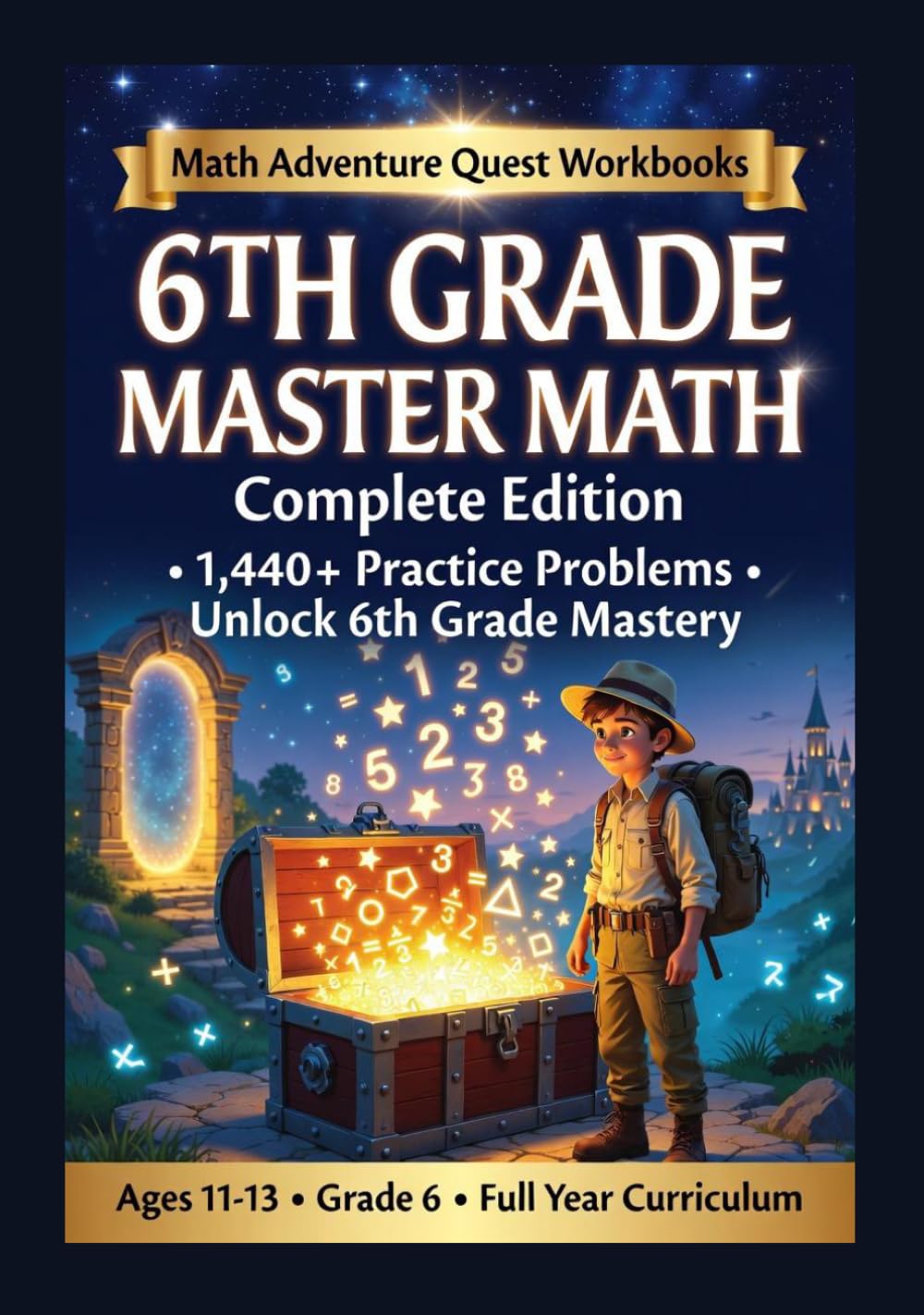 6th Grade Math Workbook: 1,500+ Practice Problems | Fractions, Decimals, Percentages, Geometry, Algebra: Complete Curriculum with Worked Examples, ... & Answer Key | Homeschool & Classroom)