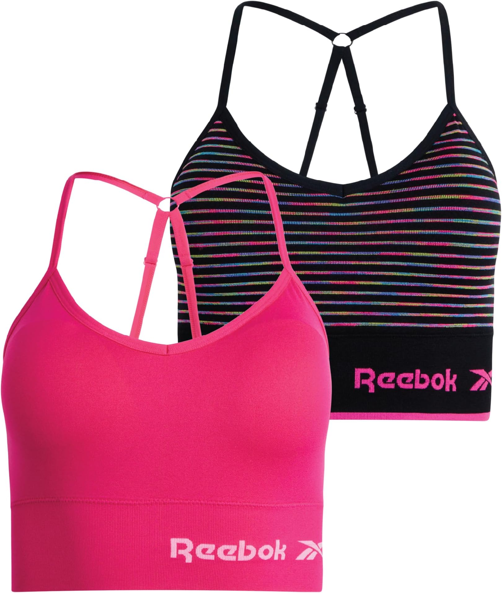 Womens Sports Bras - 2 Pack Seamless Soft Stretch Padded Sports Bras for Women with Adjustable Long Crossback Straps